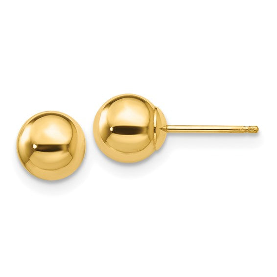 14kt yellow gold polished 6mm ball post earrings