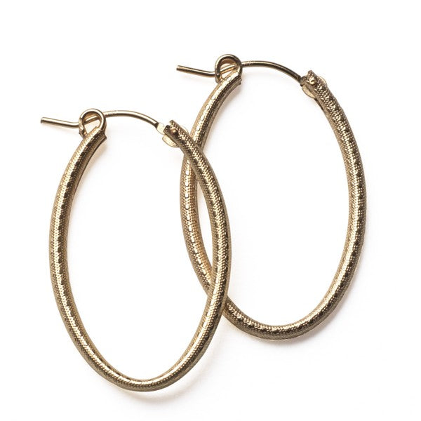 Southern Gates: Gold Filled oval 30mm textured earring