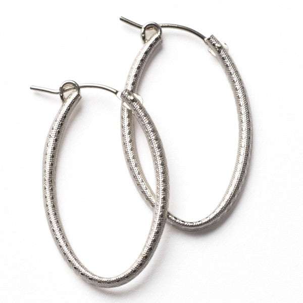 Southern Gates: 30mm sterling silver oval textured hoop earrings