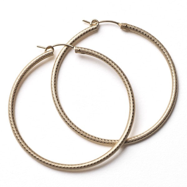 Southern Gates: 50mm gold-filled texture oval hoop earring