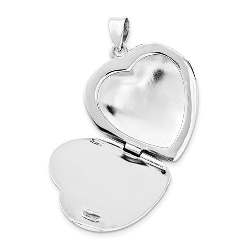 Sterling silver pink crystal heart-shaped photo locket