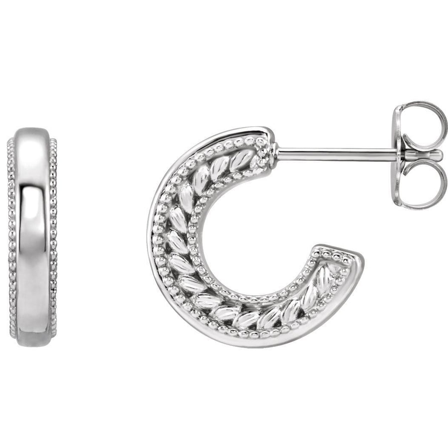 Sterling silver floral milgrain hoop earrings