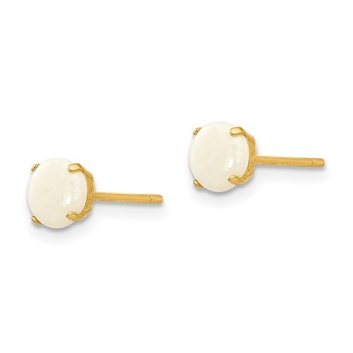 14k yellow gold round opal 5mm post earrings