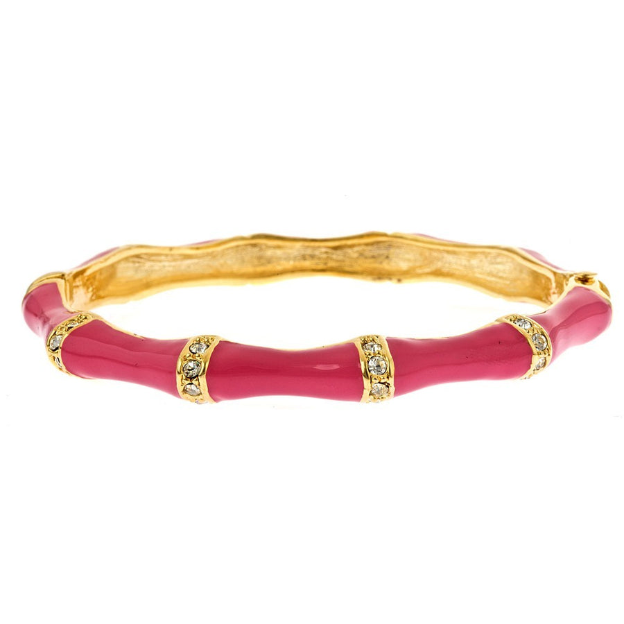 Pink enamel bamboo hinged bracelet