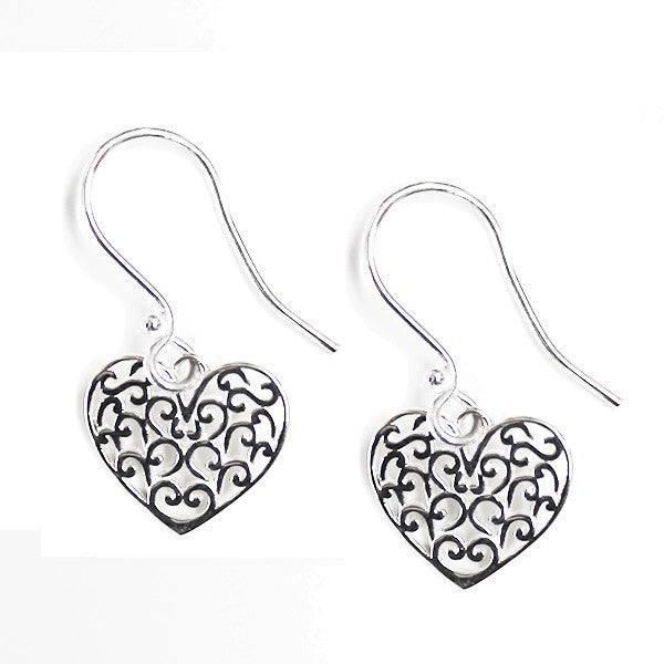 Southern Gates: Sterling silver heart dangle earrings