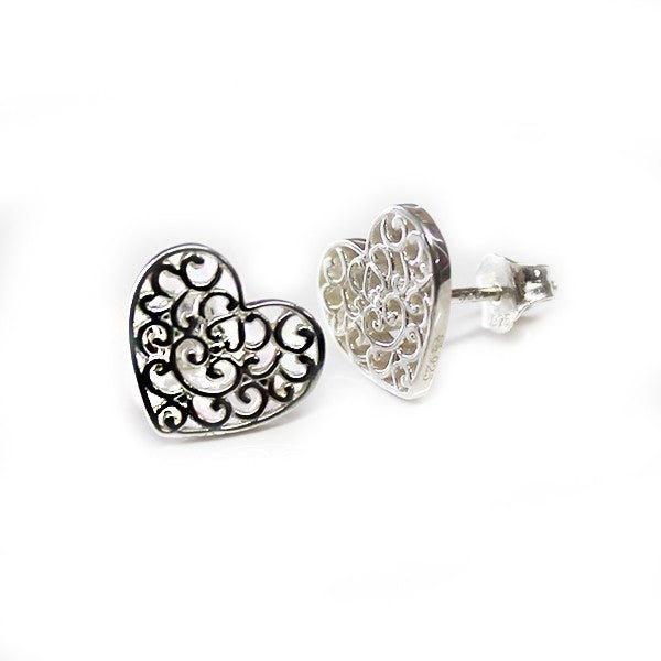 Southern Gates: Sterling silver heart stud earrings