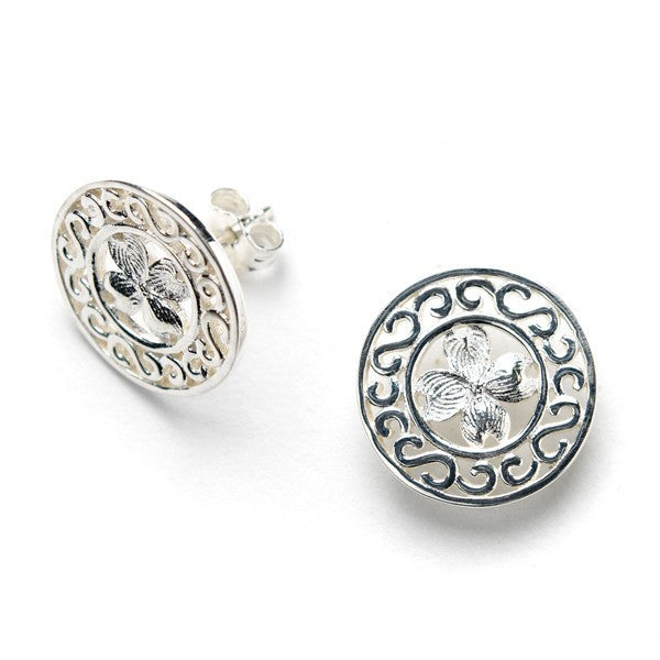 Southern Gates: Sterling silver dogwood post earrings