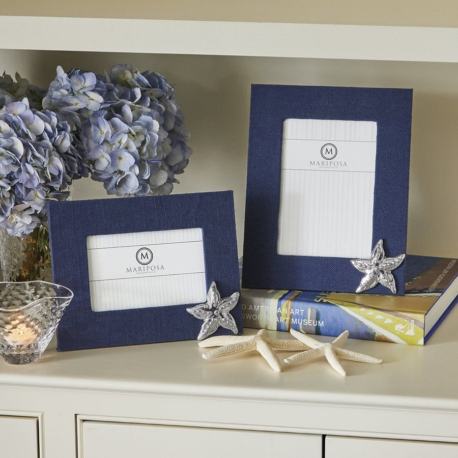 Mariposa: Navy Blue Linen with Starfish Icon 4x6 Frame