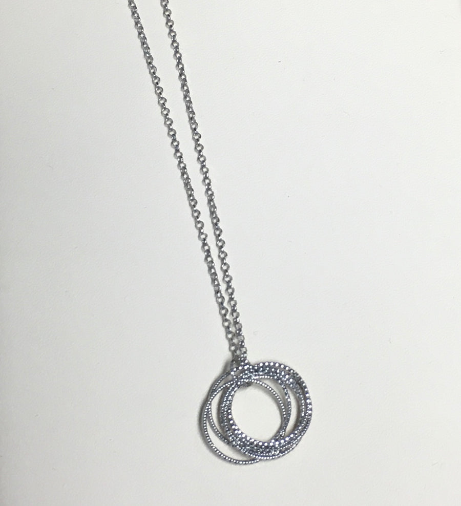 Sterling silver diamond-cut infinity love knot necklace