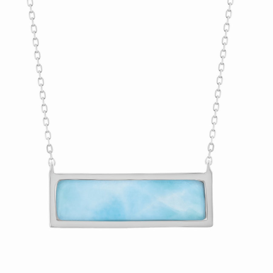 Sterling silver rectangle Larimar necklace