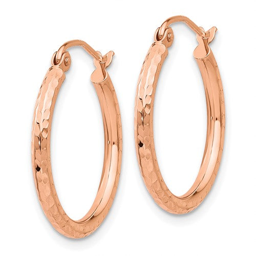 14kt rose gold diamond-cut 20mm hoop earrings