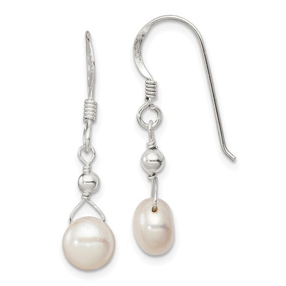 Sterling silver freshwater cultured pearl dangle earrings