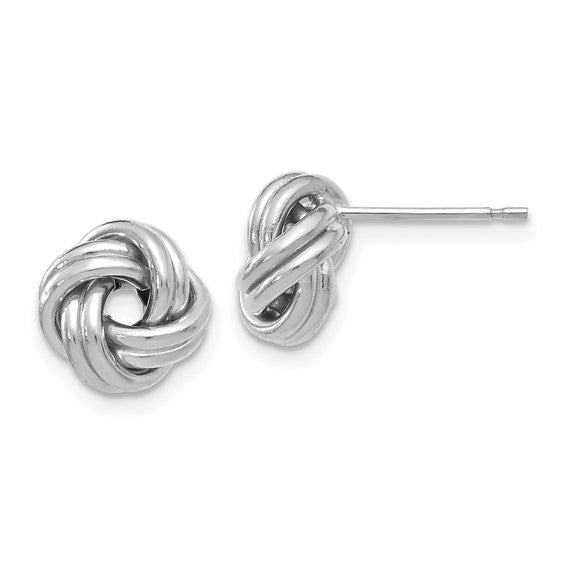 14k white gold love knot post earrings