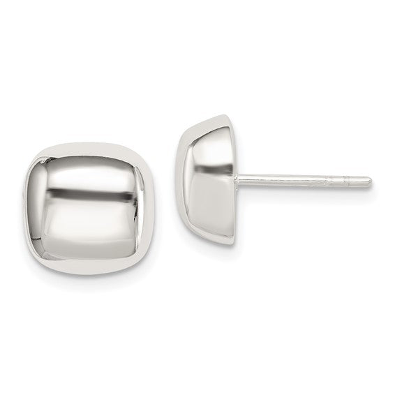 Sterling silver polished square 11mm earrings